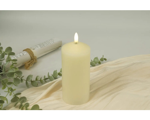 Bougie LED décorative avec lumière vacillante et rouleau de texte