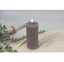 Bougie LED en cire véritable d 7 cm h 17 cm cire violet