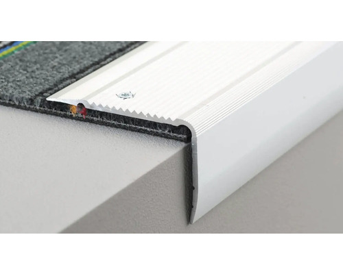 Profilé de bordure d''escalier en aluminium sur une marche avec tapis
