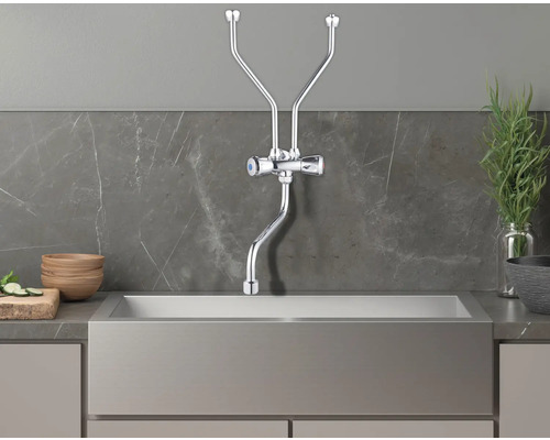 Küchenspüle mit Armatur für den Hornbach Webshop.