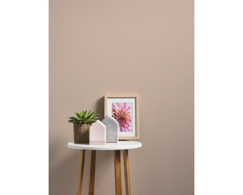 Dekoration auf einem Tisch: eine Sukkulente, Hausdekorationen und ein gerahmtes Blumenbild