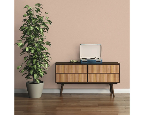 Dekoratives Interieur mit Zimmerpflanze, Kommode und Schallplattenspieler