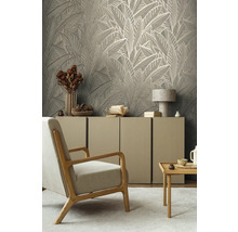 Vliestapete 39933-2 French Affair Palmenblätter beige glänzend