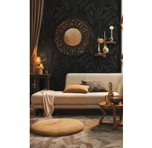 Vliestapete 39933-4 French Affair Palmenblätter schwarz glänzend