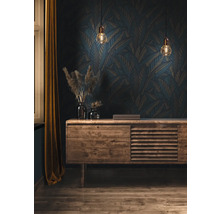 Vliestapete 39933-5 French Affair Palmenblätter blau glänzend