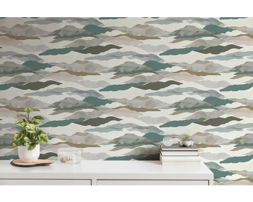 Tapete mit Wolkenmuster an einer Wand