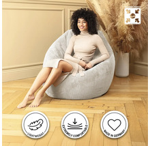 Pouf coussin Sitting Point Beanbag Shara XXL Rib env. 300 litres beige 80x130 cm