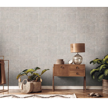 Papier peint intissé 39671-2 Stories of Life 3D aspect dalles beige argent