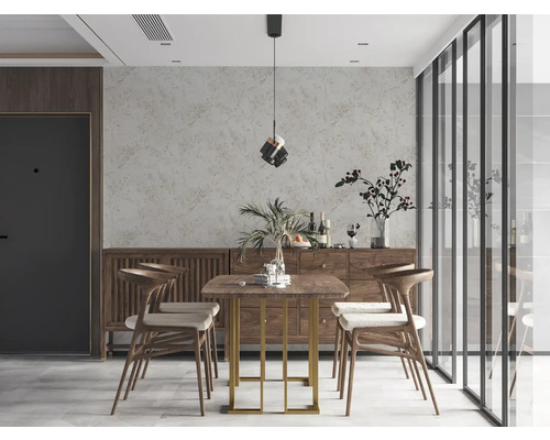 Esszimmer mit Esstisch, Stühlen und Anrichte im modernen Design