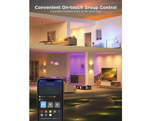 Éclairage Smart Home avec contrôle de groupe via l''application