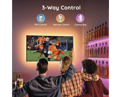 Bande LED avec contrôle par application, télécommande et boîtier de commande pour le rétroéclairage TV