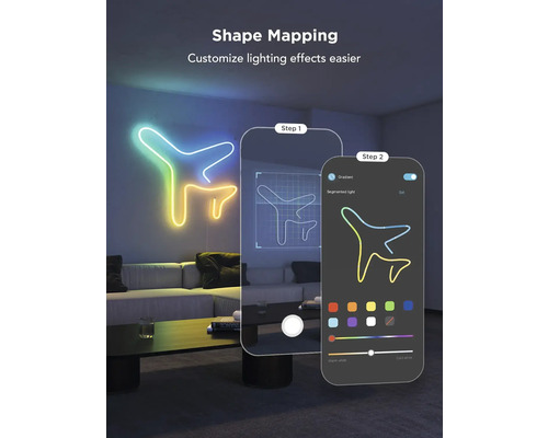 LED-Wandleuchte mit Formzuordnung und Anpassung der Lichteffekte über eine App