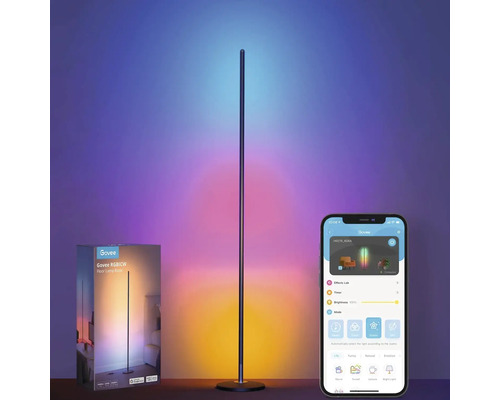 Lampadaire Govee RGBICW avec application pour smartphone et emballage du produit