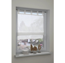 Fenster mit weißem Faltrollo und Dekoration
