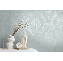 Vliestapete 39765-3 Pure Elegance Barockornament hellgrau glänzend