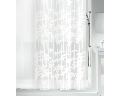 Rideau de douche à motif floral dans la salle de bains