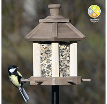 Mangeoire à oiseaux en bois avec un symbole pour l''alimentation tout au long de l''année