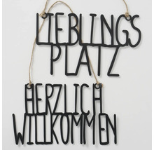 Panneau décoratif avec les mots Lieblingsplatz et Herzlich Willkommen