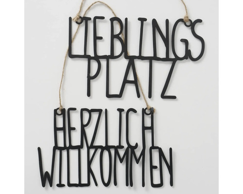 Panneau décoratif avec les mots Lieblingsplatz et Herzlich Willkommen
