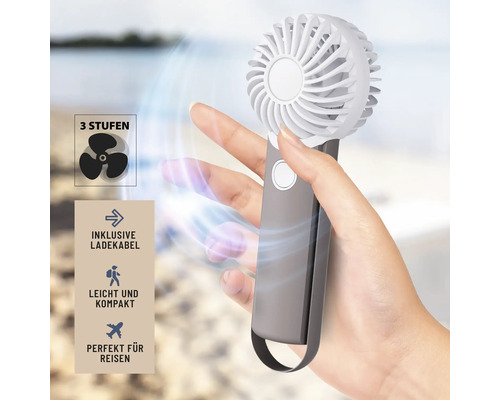 Ventilateur portatif avec trois niveaux de vitesse, câble de charge inclus, léger et compact, parfait pour les voyages