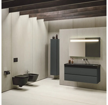 Salle de bains moderne avec lavabo, miroir, bidet et WC au mur