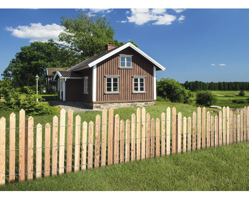 Clôture dérourable floraworld mélèze 300 x 100 cm nature Clôture en bois devant une maison de style champêtre