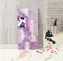 Tableau décoratif avec femme, engrenages et motif de briques