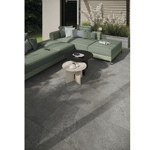 Dalle de terrasse en grès cérame fin Authority Grey bord rectifié 60 cm x 60 cm x 2 cm