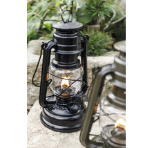 Lampe à pétrole noire avec cylindre en verre pour l''extérieur