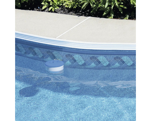 Schwimmbad mit Dosierschwimmer zur Wasserpflege
