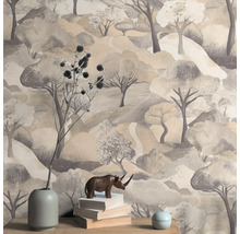 Papier peint avec motif de paysage arboré sur le mur