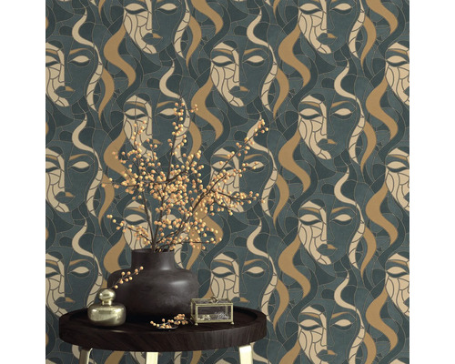 Papier peint avec motif de visage dans un style abstrait