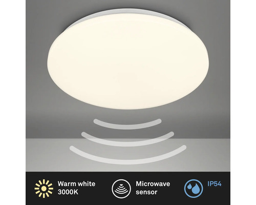 Plafonnier LED avec capteur IP54 24W 2600 lm 3000 K HxØ 5,5x35 cm Walk blanc Plafonnier blanc avec détecteur de micro-ondes
