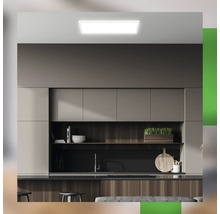 Cuisine moderne avec plafonnier plat pour un éclairage lumineux