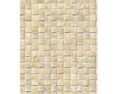Papier peint intissé 45740 Struktura bois tressé 3D beige Vue détaillée d''un tapis en raphia tressé