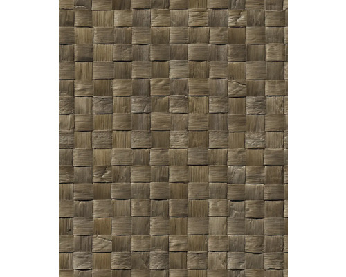 Papier peint intissé 45742 Struktura bois tressé 3D marron foncé Structure de surface tressée en matériaux naturels