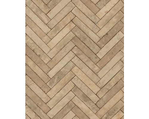 Papier peint intissé 45760 Struktura pierre chevrons beige Motif à chevrons en briques
