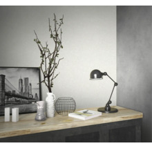 Objets décoratifs sur une armoire : vase, lampe, livre et image