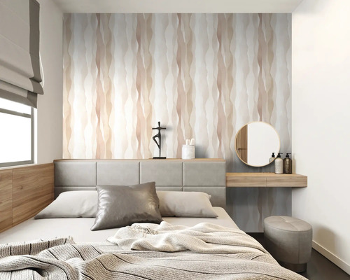 Chambre à coucher claire avec lit, miroir et objets de décoration