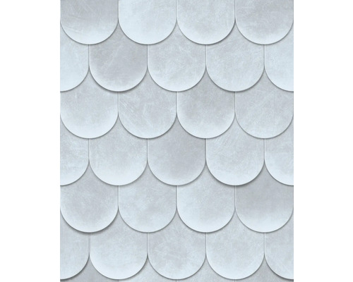 Papier peint intissé 81656 Leyla écailles aspect 3D blanc bleu Imitation de carreaux écailles de poisson pour revêtements muraux et de sol