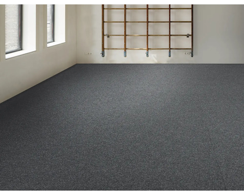 Grauer Teppichboden in einem leeren Raum mit Sprossenwand