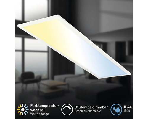 Rechteckige LED-Deckenleuchte mit veränderbarer Farbtemperatur und stufenloser Dimmfunktion
