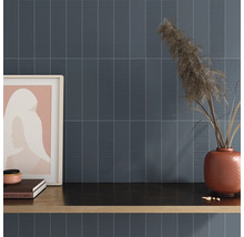 Décoration murale avec des carreaux oblongs et des éléments décoratifs sur une surface de rangement