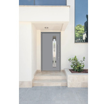 Moderne Haustür mit Glaseinsatz und Edelstahlgriff