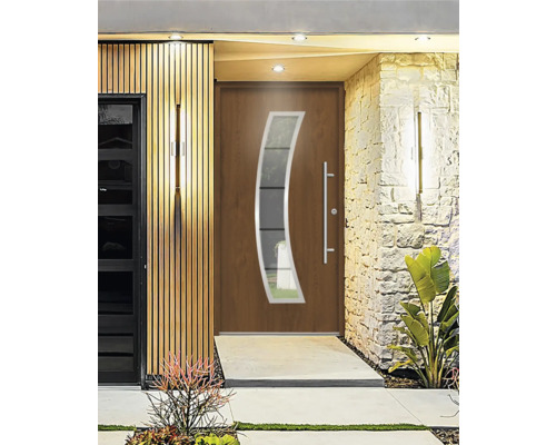 Porte d''entrée avec insert en verre et élément latéral