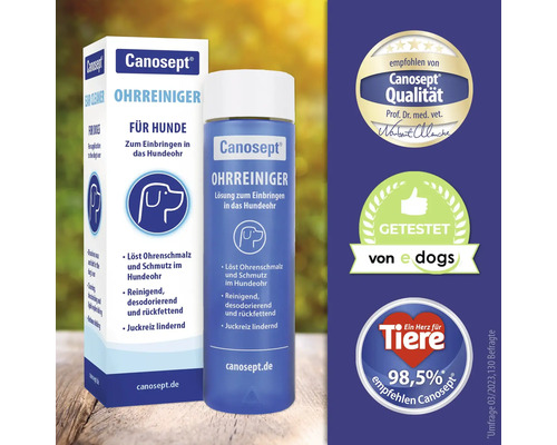 Canosept Nettoyant auriculaire pour chiens Emballage du produit