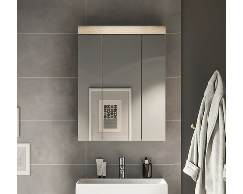 Salle de bain avec armoire de toilette au-dessus d''un lavabo