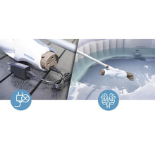 Aspirateur de piscine sans fil Marimex avec chargeur en cours d''utilisation pour le nettoyage de la piscine