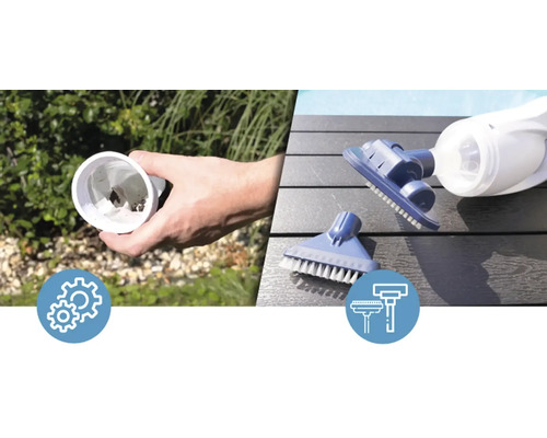 Poolsauger mit verschiedenen Aufsätzen und Schmutzfang