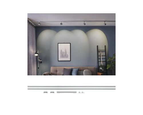 Système de rail avec spots dans un salon